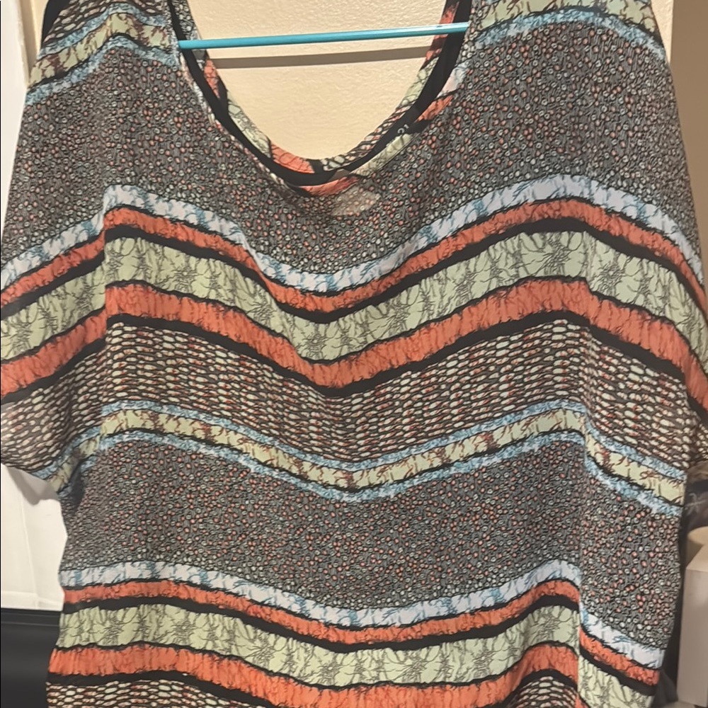 Rue21 Women's Top with Orange and Blue Stripes